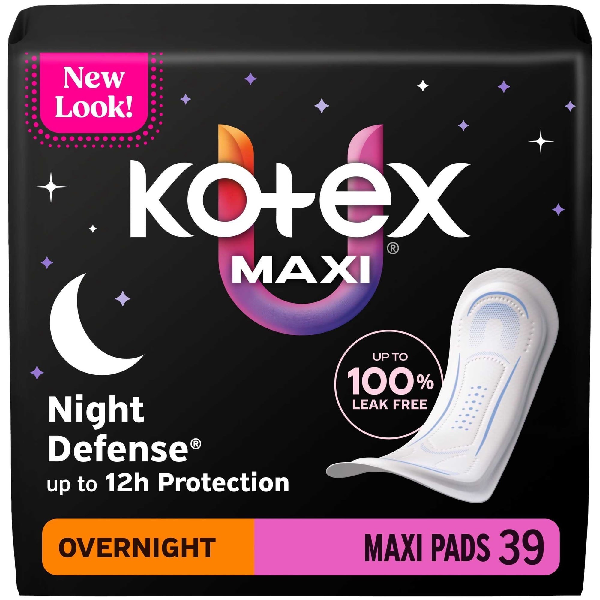 Kotex Overnight Maxi Pads, 39 Count (PACK OF 3 )