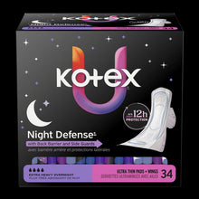 Kotex Night Defense ultra thin overnight pads with wings, extra heavy absorbency, 34 count