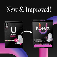 Kotex Ultra Thin pads box with 5X LeakShield system graphics