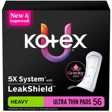 Kotex Maxi overnight pads box showing LeakShield system and illustrated pad