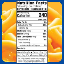 Kraft Easy Mac nutrition facts panel for 1 package (61 g).