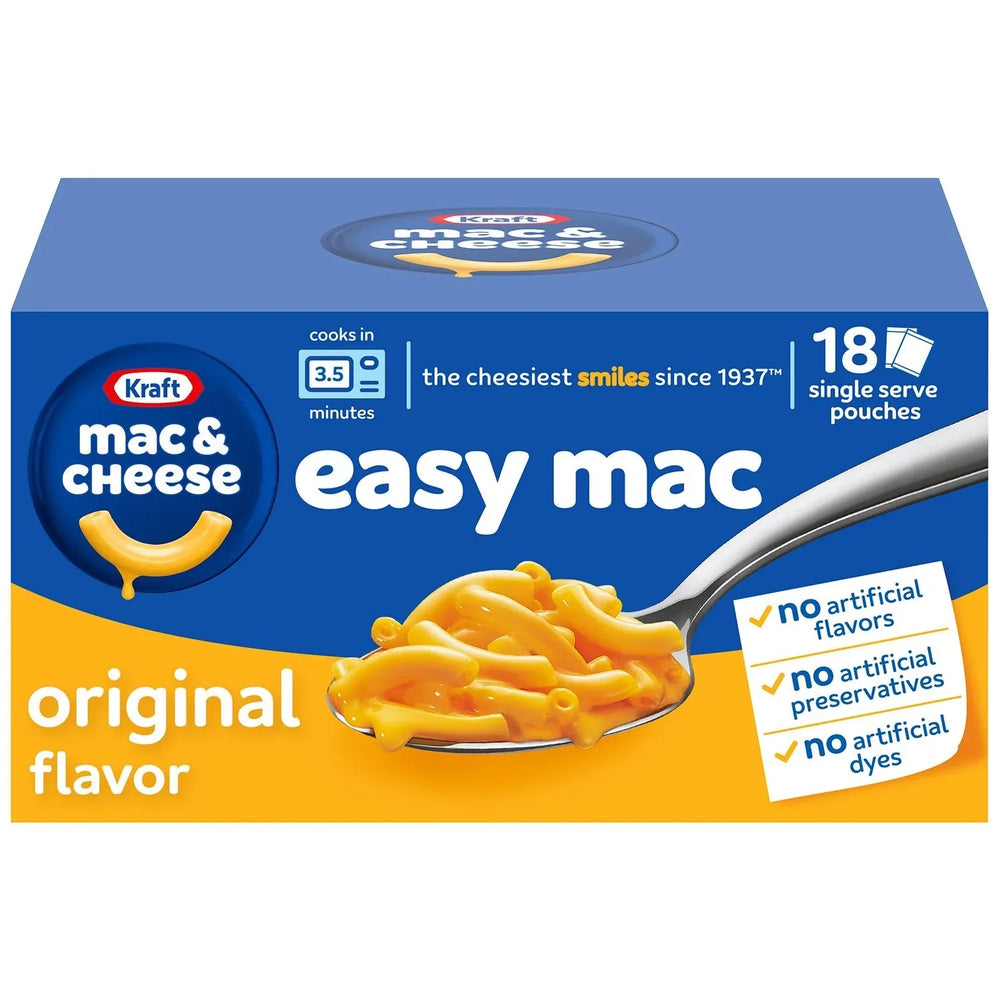 Kraft Easy Mac Original Flavor Single-Serve Pouches 18 pk. - USA MEGA SHOP