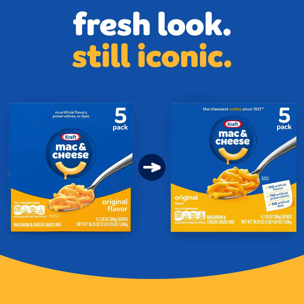 Kraft Original Mac N Cheese Dinner, 5 ct Pack, 7.25 oz Boxes, Shelf-Stable - USA MEGA SHOP