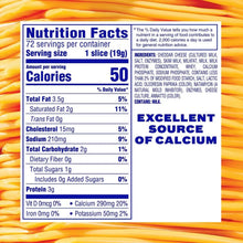 Nutrition facts panel for American cheese slices, 1 slice (19g)