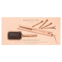 Kristin Ess Hair 3-in-1 ceramic styling set box with flat iron, brush, and clips