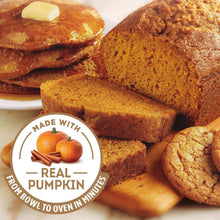 Pumpkin spice loaf bread slices with real pumpkin seal and butter