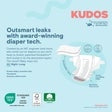 Kudos diaper package graphic highlighting leak protection