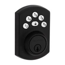 Matte black electronic keypad deadbolt lock keypad with digits 1, 2, 3, 4, 5, 6, 7, 8, 9.