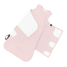 Baby sleep bag swaddler in blush pink with zip front and arm openings
