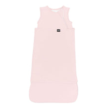 Blush pink baby sleep bag swaddler, sleeveless with front zipper opening
