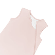 Kyte BABY sleep sack in blush pink, close-up of sleeveless zip seam