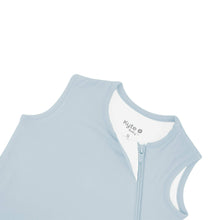 Light blue sleep sack neckline with zipper and brand label