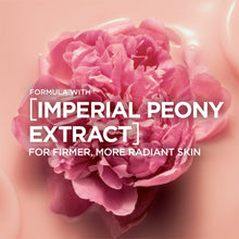 Face moisturizer label with pink peony extract graphic