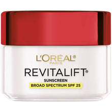 L'Oreal Revitalift sunscreen SPF 25 day moisturizer jar with red cap