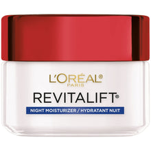 L'Oreal Revitalift night moisturizer jar with red cap