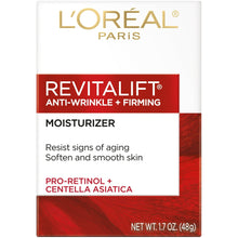 Anti-wrinkle firming moisturizer jar label on white container with red band