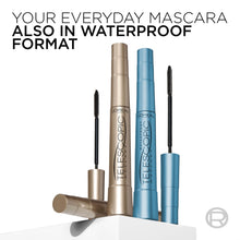 Set of mascaras with gold and black tubes plus blue waterproof format tube