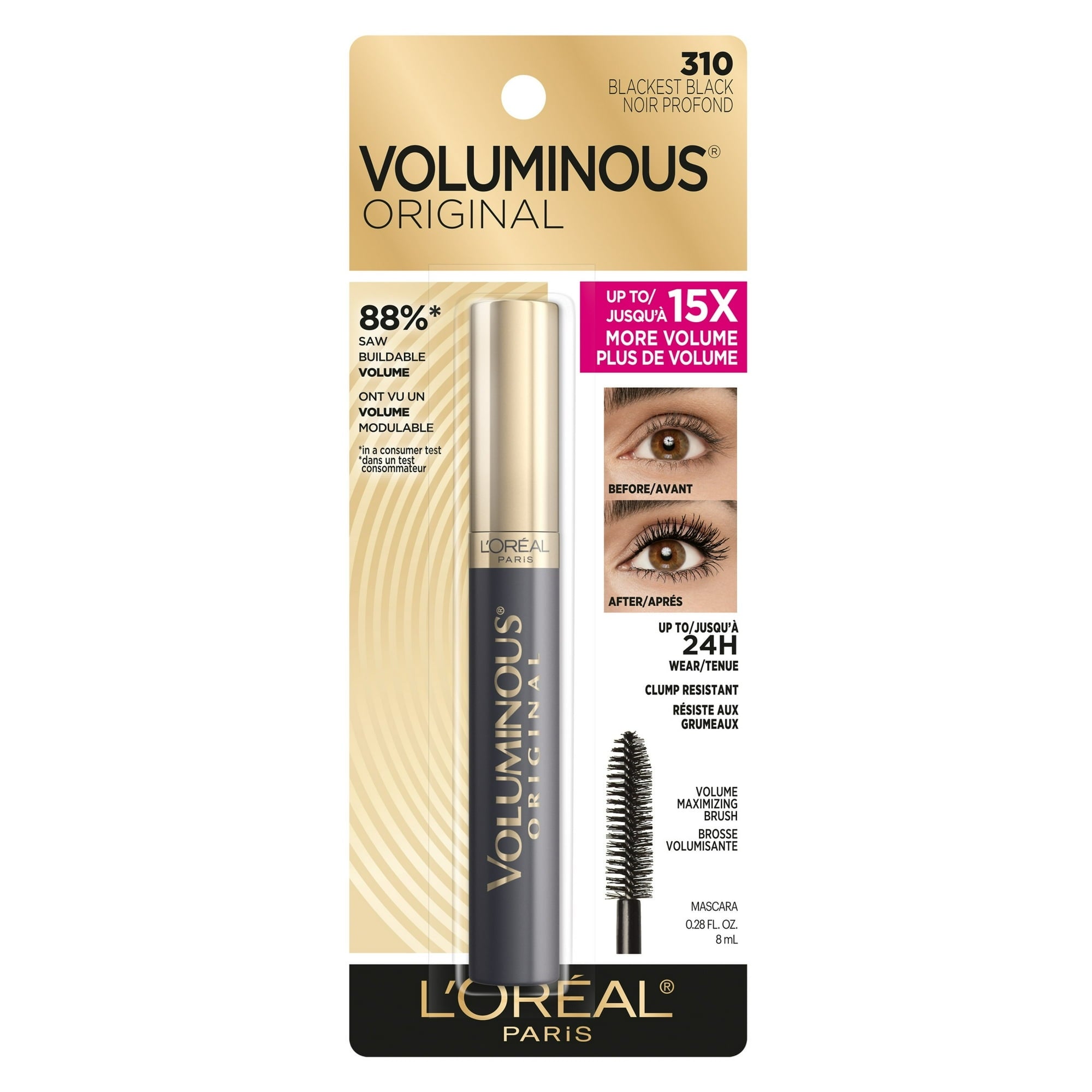 L'Oreal Paris Voluminous Original Washable Bold Eye Mascara, 0.28 fl. oz.