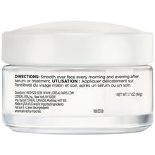 Face moisturizer jar with directions text on back panel and sealed lid