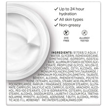 Face moisturizer jar label panel with icons and ingredients list