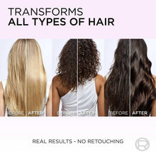 Shampoo results concept with multiple hair types and before/after strands