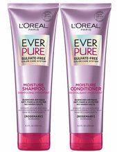 EverPure sulfate-free moisture shampoo and conditioner bottles, front view with pink caps