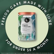 L. Organic Cotton Core tampons pack, unscented, regular and super options