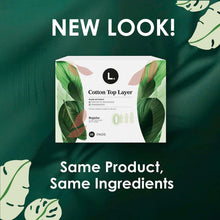 Sanitary pad package with green botanical design and regular ultra-thin pads