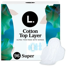 Ultra thin organic cotton pad with wings, white, single pad shape