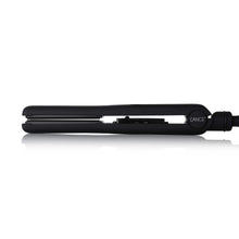 Black ceramic flat iron hair straightener side profile with flat plates