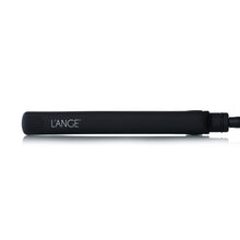 Black ceramic hair straightener with ridged vented barrel and power cord end