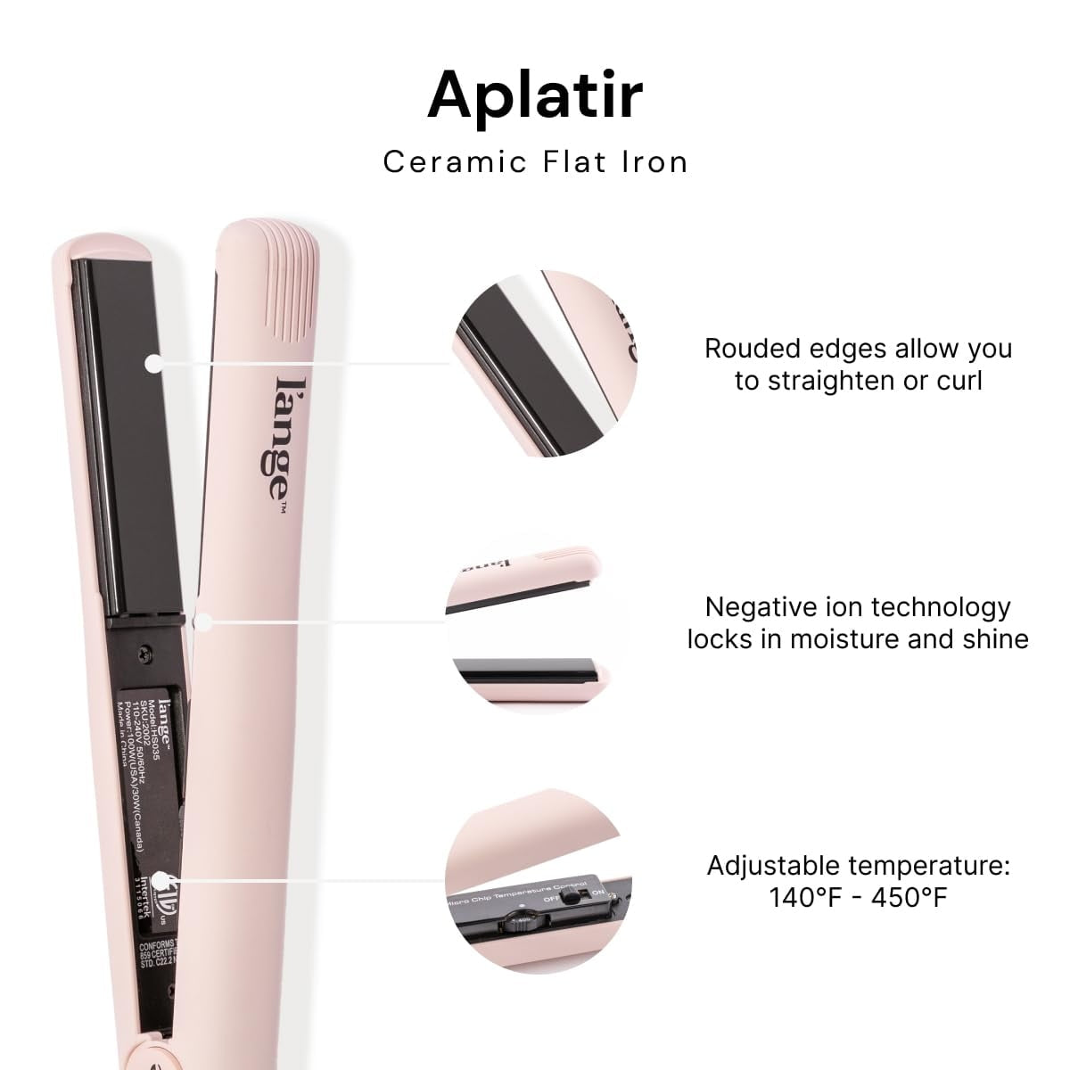 L'ange Hair Aplatir Professional 1-Inch Ceramic Flat Iron Hair Straightener, Automatic Shutoff