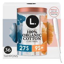 L. organic cotton tampons pack, 36 count, Super/Super Plus applicators