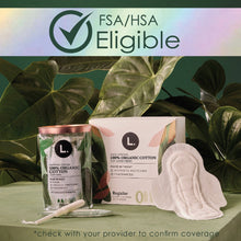 L. tampons pack with FSA/HSA eligible icon