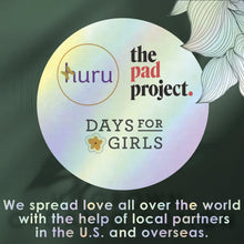 the pad project logo: Days for Girls badge supporting period care
