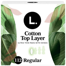 L. ultra thin regular pads box, Cotton Top Layer with wings, 112 count