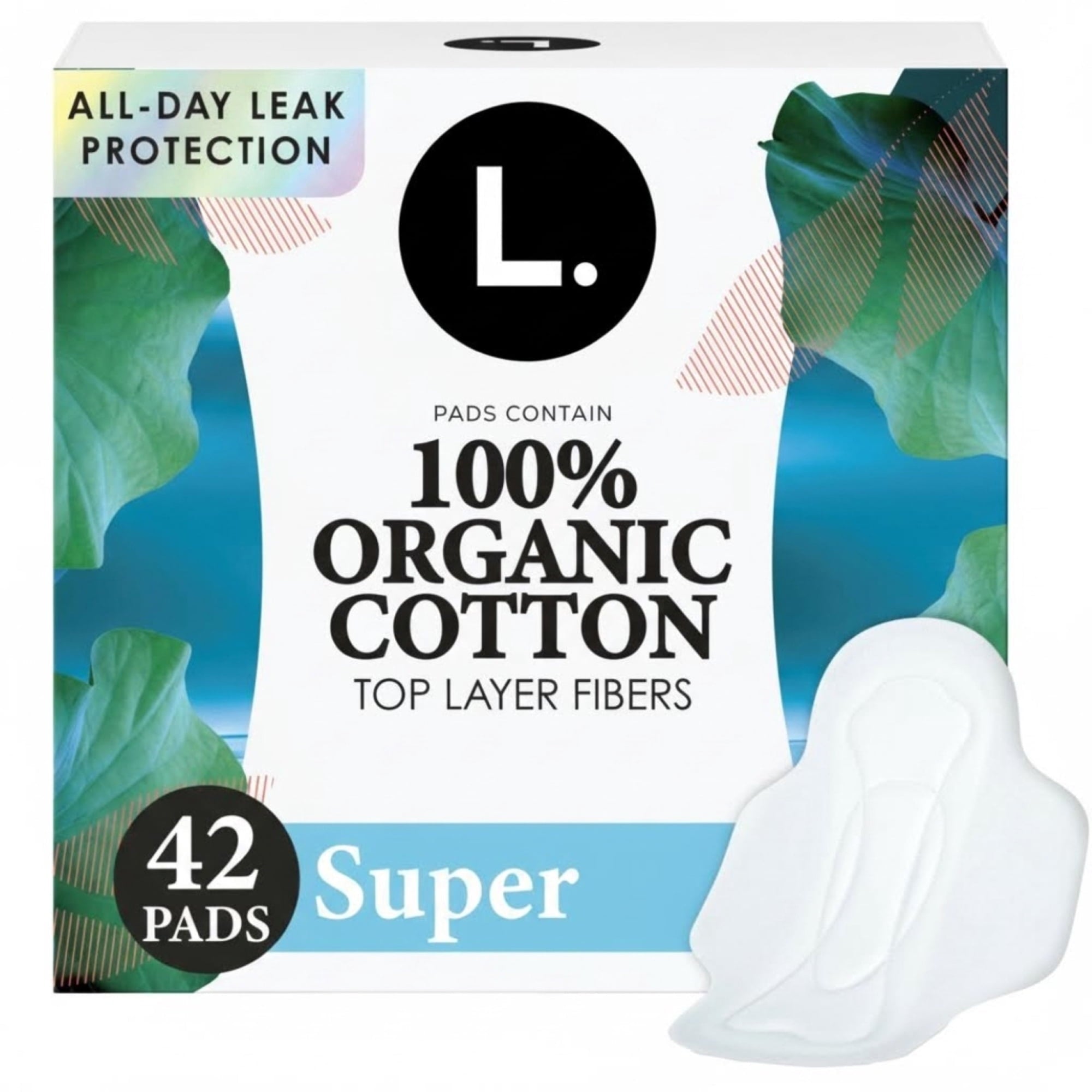 L. Ultra Thin Pads, Organic Cotton Top Layer, Super, 42 count (PACK OF 3 )