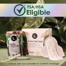 Regular cotton top layer ultra-thin pad with FSA/HSA eligible label and pack