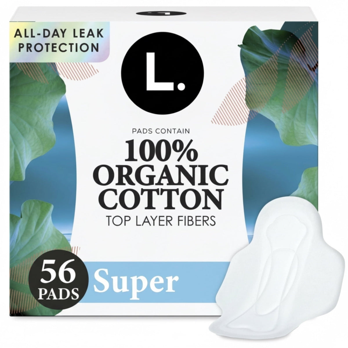L. Ultra Thin Pads, Organic Cotton Top Layer, Super, 56 count (PACK OF 3 )