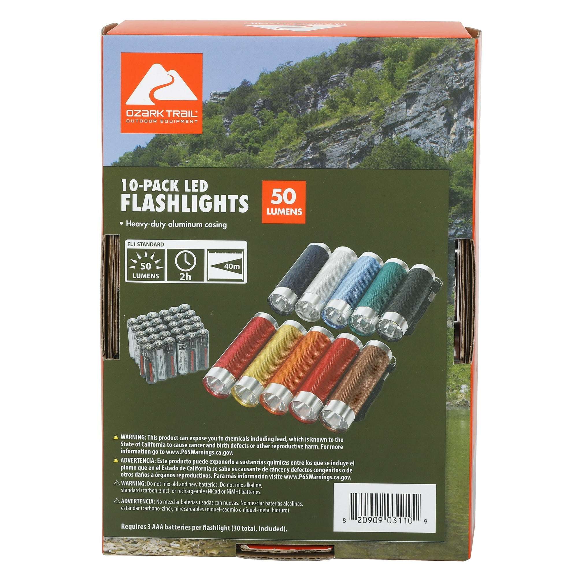 Ozark Trail LED Flashlights 10-Pack 50 Lumens Multicolor Compact Set for Camping