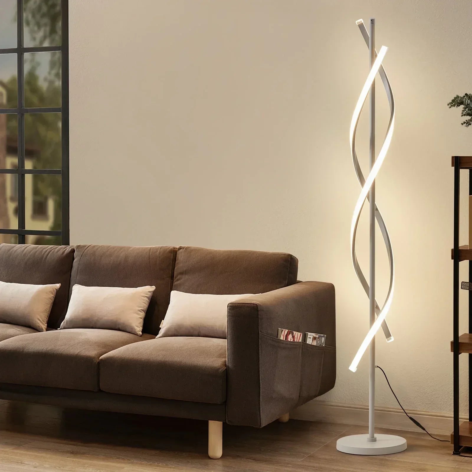 LED Spiral Floor Lamp 60 Inch Modern Floor Lamps Dimmable Black Standing Lamp 34W Contemporary Floor Lamps for Living Room Bedroom Kitchen Office - USA MEGA SHOP