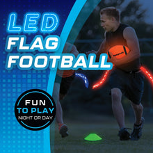 LED flag football set with glowing orange ball and green field marker