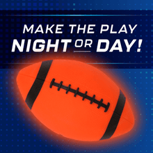 Glowing LED football with black stripes and stitched laces