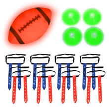 LED end zone markers and red/blue glowing flag belts
