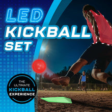LED kickball set with glowing red ball and blue and red LED kick vests