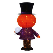 LED pumpkin-headed Halloween pop-up figure with black top hat, purple body, and glowing lights