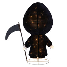 LED hooded Halloween figure with batlike arms and glowing warm lights on the coat