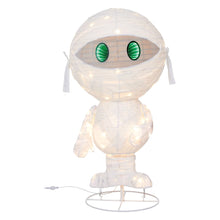 LED white astronaut-style Halloween pop-up figure with green glowing eyes