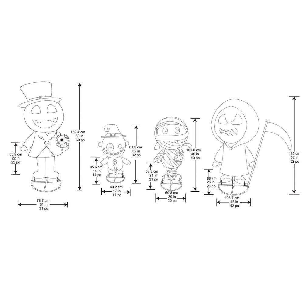 LED Pop-Up Halloween Friends, Set of 4 - USA MEGA SHOP