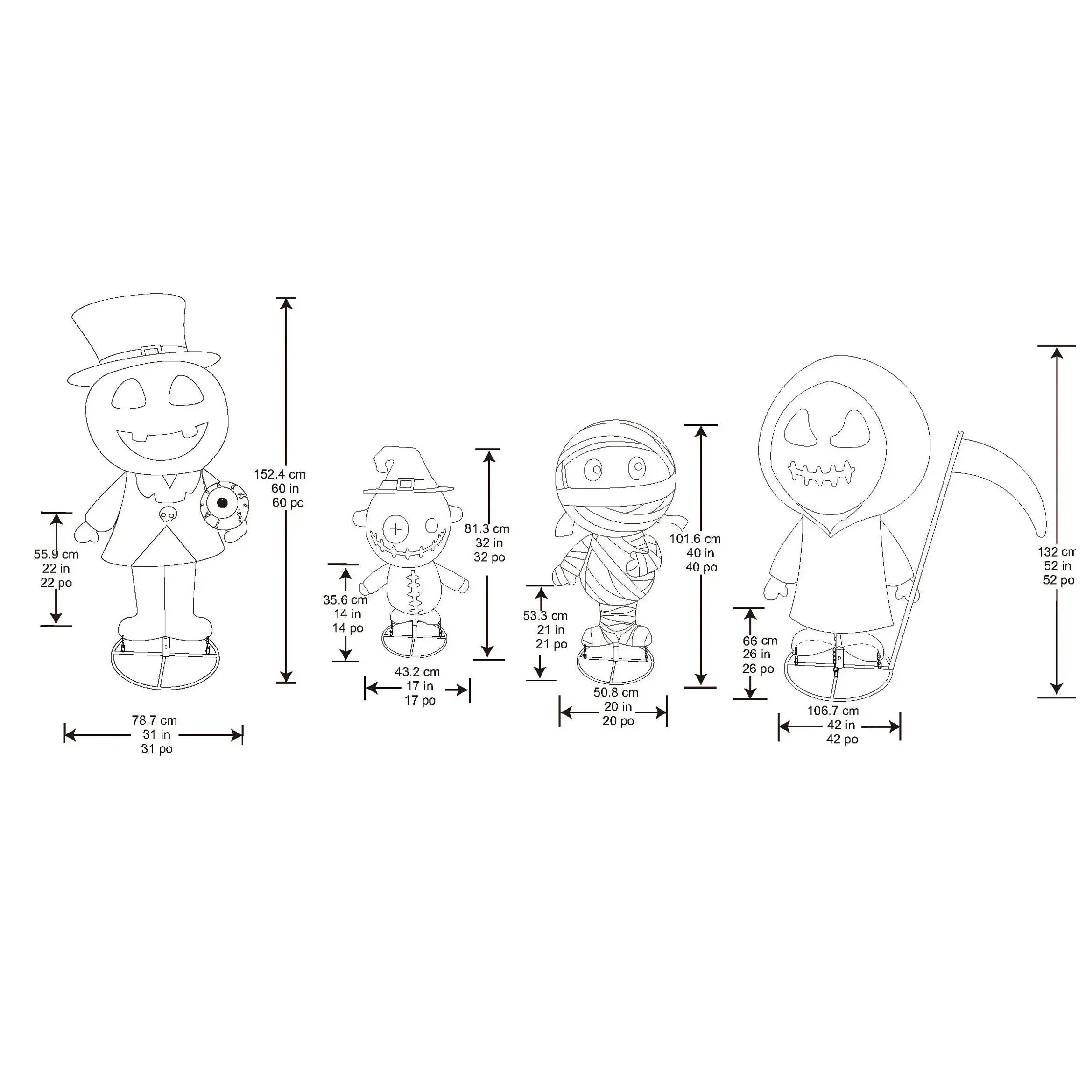 LED Pop-Up Halloween Friends, Set of 4